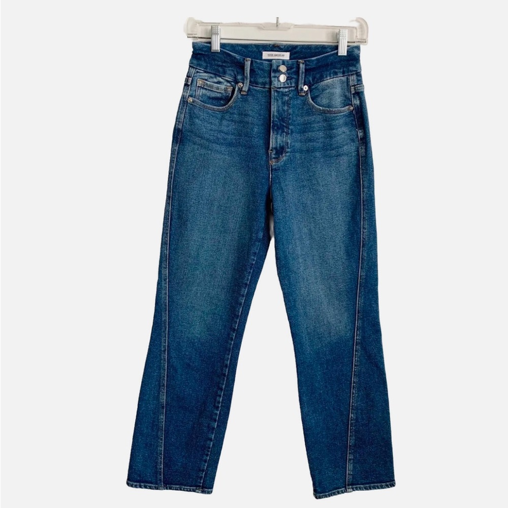 Good American Twist Seam Crop Straight Leg Jeans